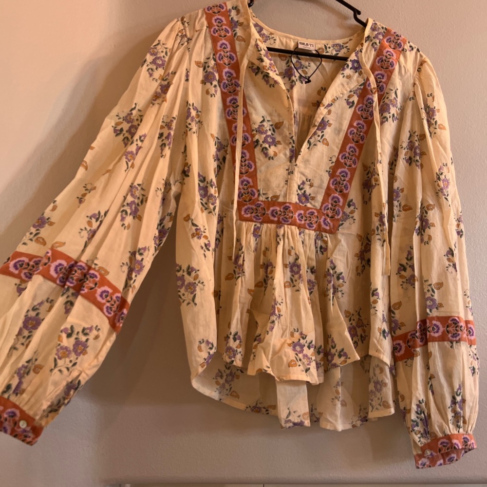 Romantic Folk Floral Peasant Blouse